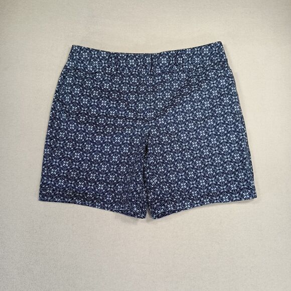 Lands' End Pants - Lands End Shorts Womens Size 10 Blue Mid Rise Floral Print Stretch Coastal Boho